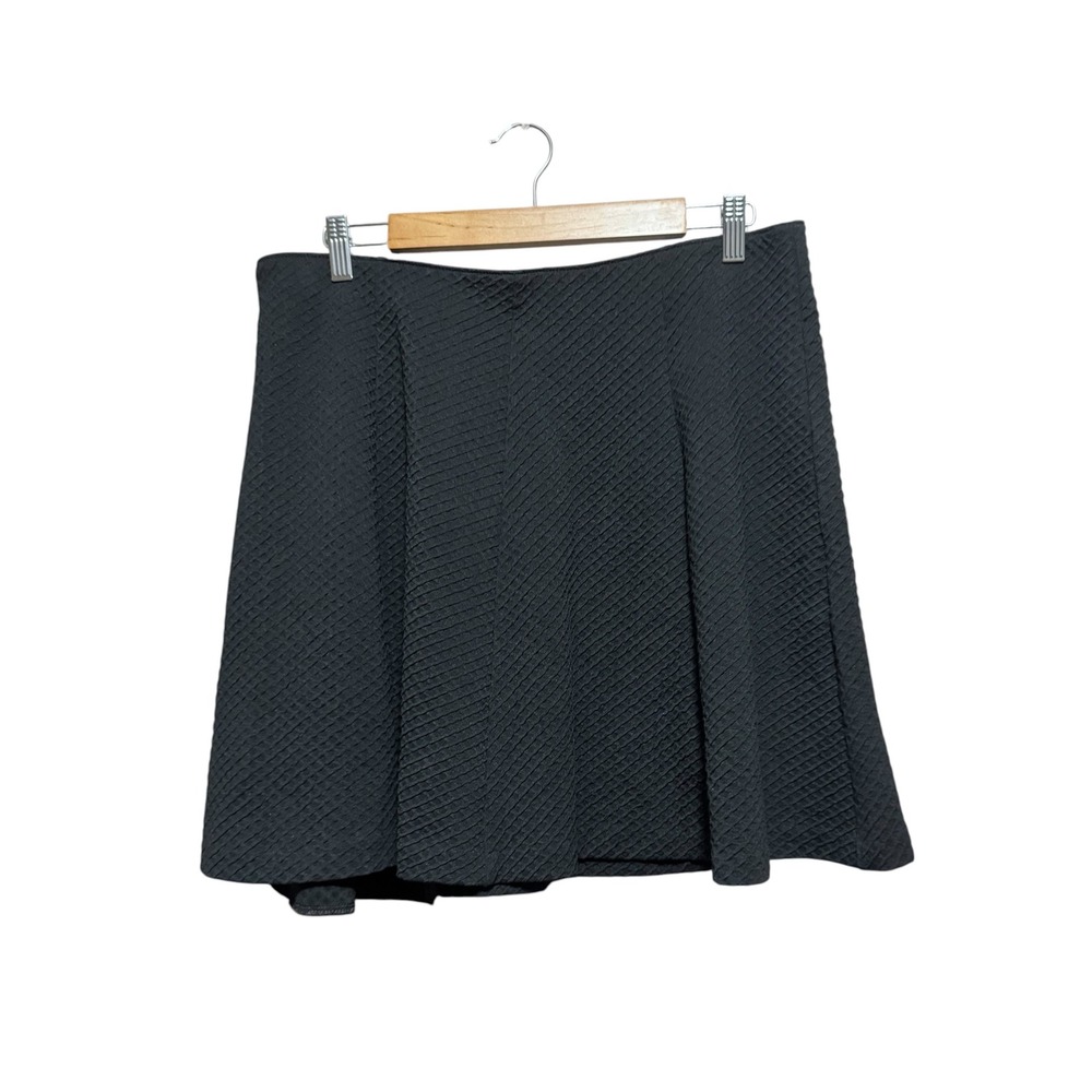 Apt. 9 Mini Skirt Women XL Black Excellent Textured Waffle Knit A-Line Elastic